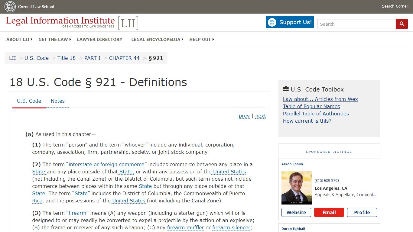 18 U.S. Code § 921 - Definitions - LII / Legal Information Institute